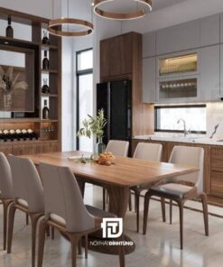 Tủ bếp chữ I nhỏ gỗ tự nhiên DT05
