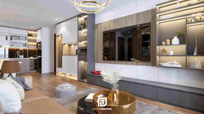 thiết kế nội thất phòng khách 45m2