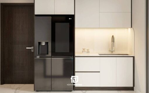 Tủ bếp gỗ công nghiệp phủ melamine DT08