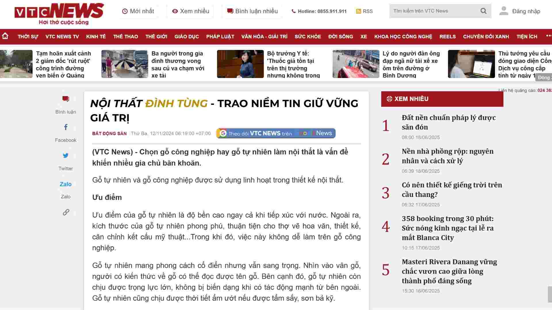báo chí nói về nội thất đình tùng