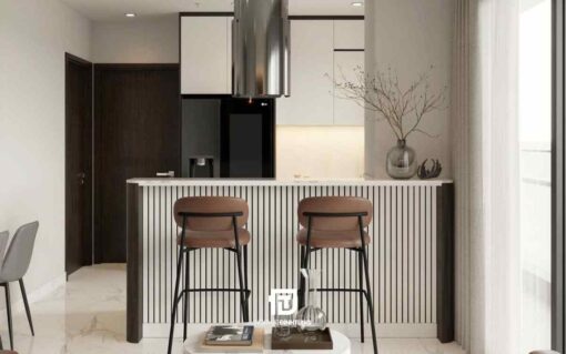 Tủ bếp gỗ công nghiệp phủ melamine DT08