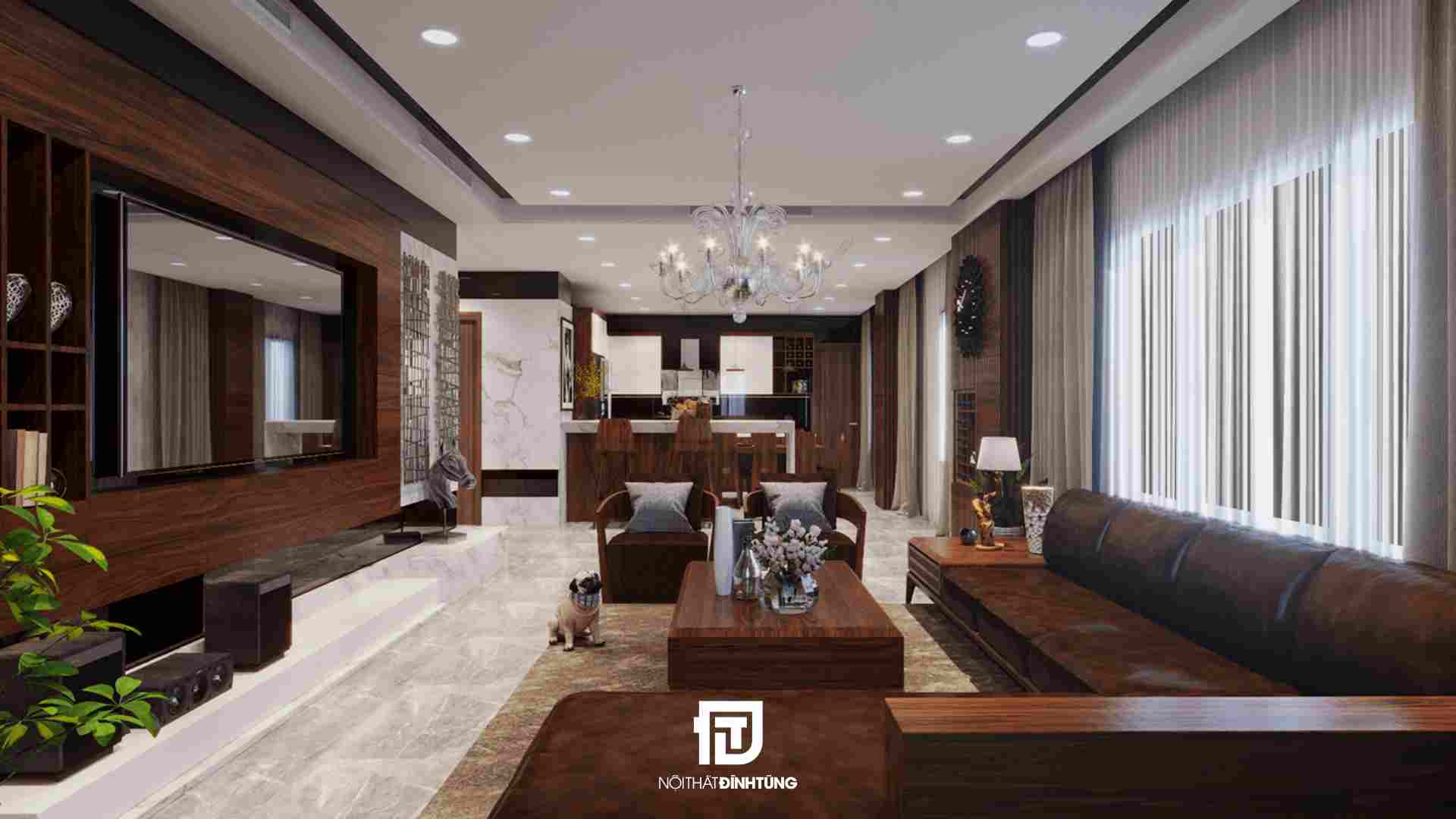 thiết kế nội thất phòng khách bằng gỗ