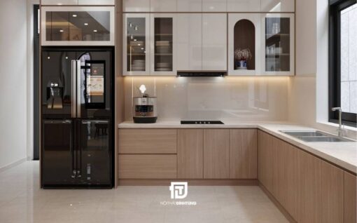 Tủ bếp gỗ công nghiệp phủ acrylic DT10