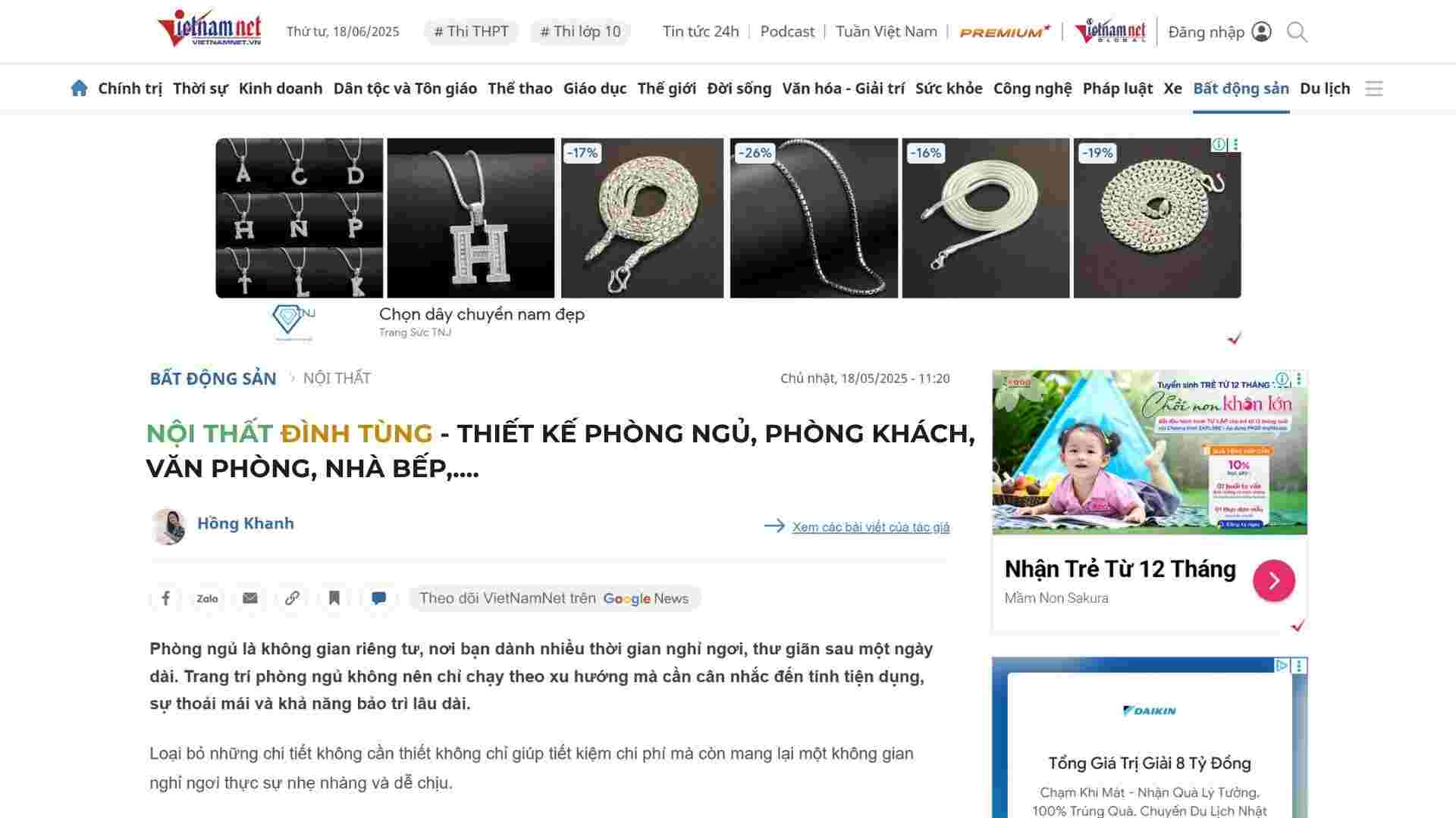 báo chí nói về nội thất đình tùng