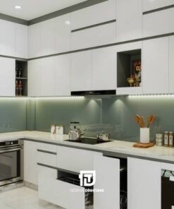 Tủ bếp gỗ công nghiệp phủ melamine DT13