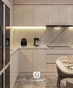 Tủ bếp gỗ công nghiệp phủ acrylic DT21