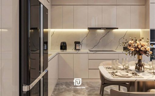 Tủ bếp gỗ công nghiệp phủ acrylic DT21