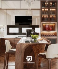 Tủ bếp gỗ công nghiệp phủ veneer DT22