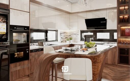 Tủ bếp gỗ công nghiệp phủ veneer DT22