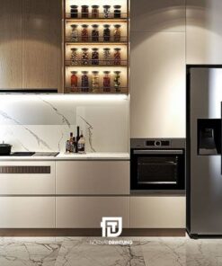 Tủ bếp gỗ công nghiệp phủ melamine DT23