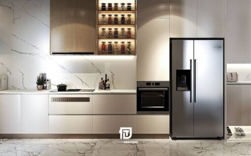 Tủ bếp gỗ công nghiệp phủ melamine DT23