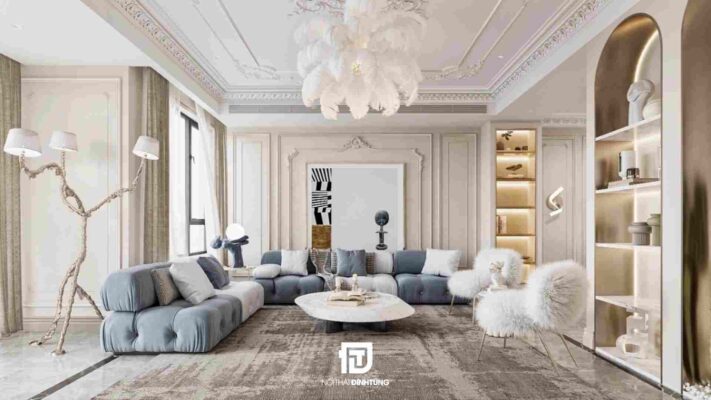 thiết kế nội thất phòng khách căn hộ 2 phòng ngủ
