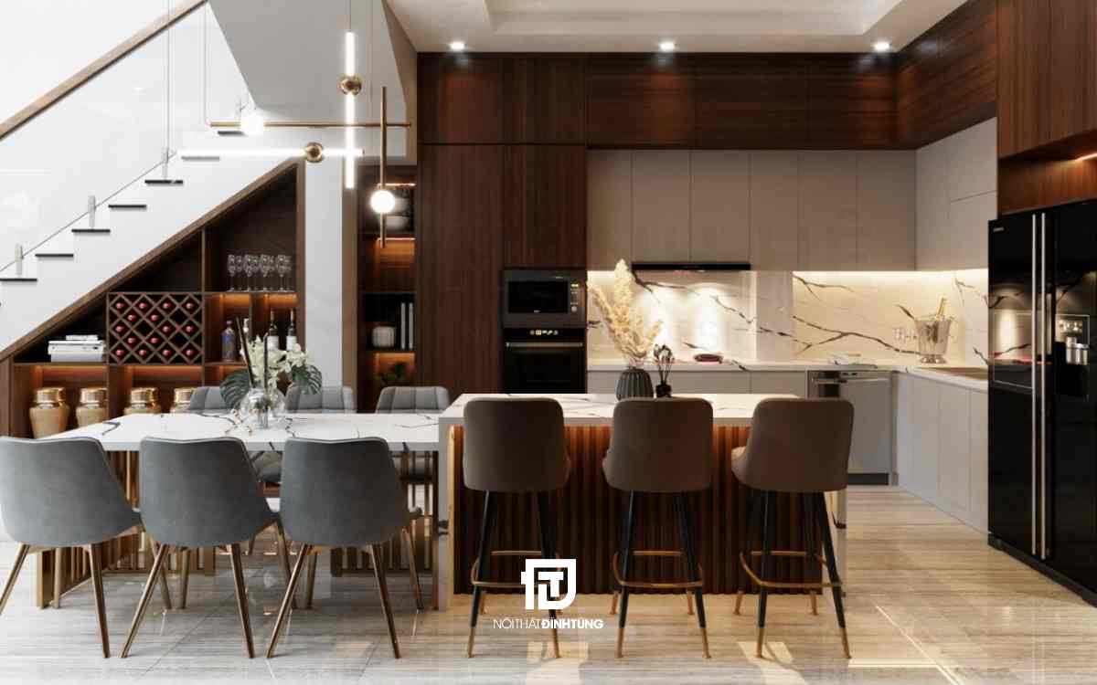Tủ bếp laminate đụng trần DT25