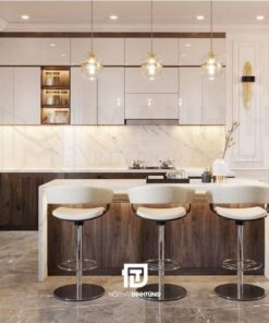 Tủ bếp có quầy bar phủ acrylic DT27