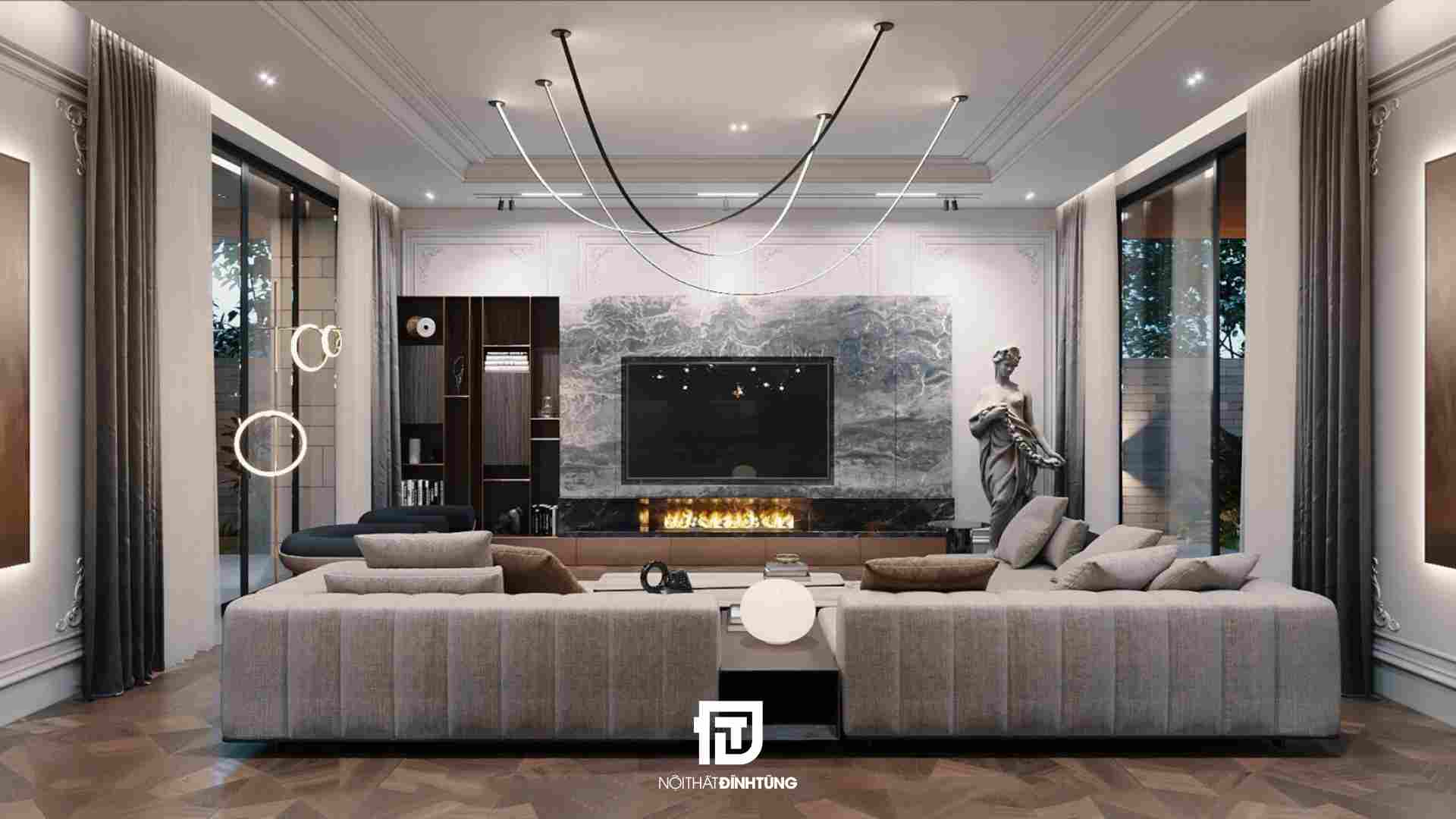 thiết kế nội thất phòng khách 3 phòng ngủ