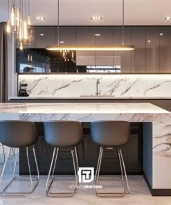 Tủ bếp gỗ óc chó chữ L DT33