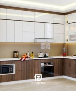 Tủ bếp gỗ công nghiệp phủ acrylic DT34