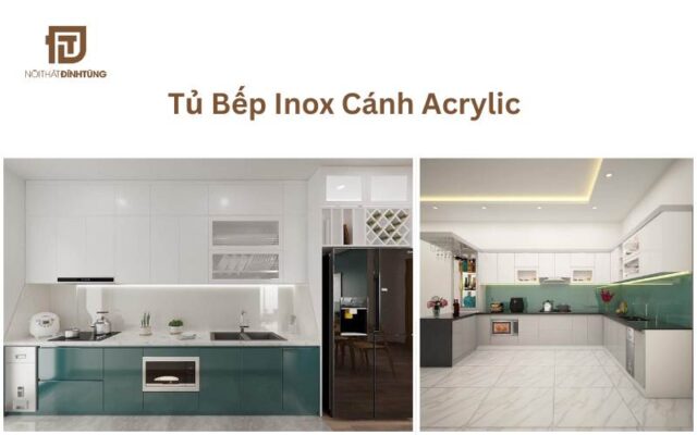 Tủ bếp inox cánh acrylic