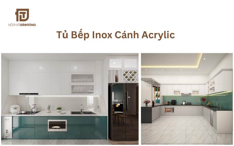 Tủ bếp inox cánh acrylic