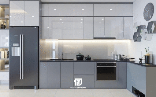 Tủ bếp gỗ công nghiệp chữ L