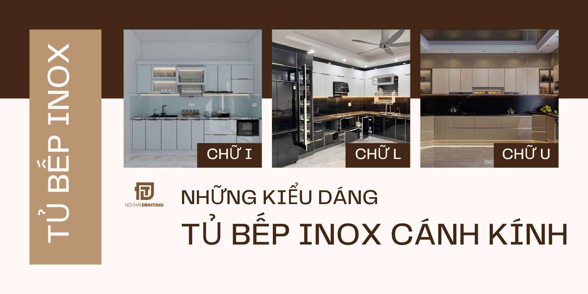 Những kiểu dáng tủ bếp inox cánh kính