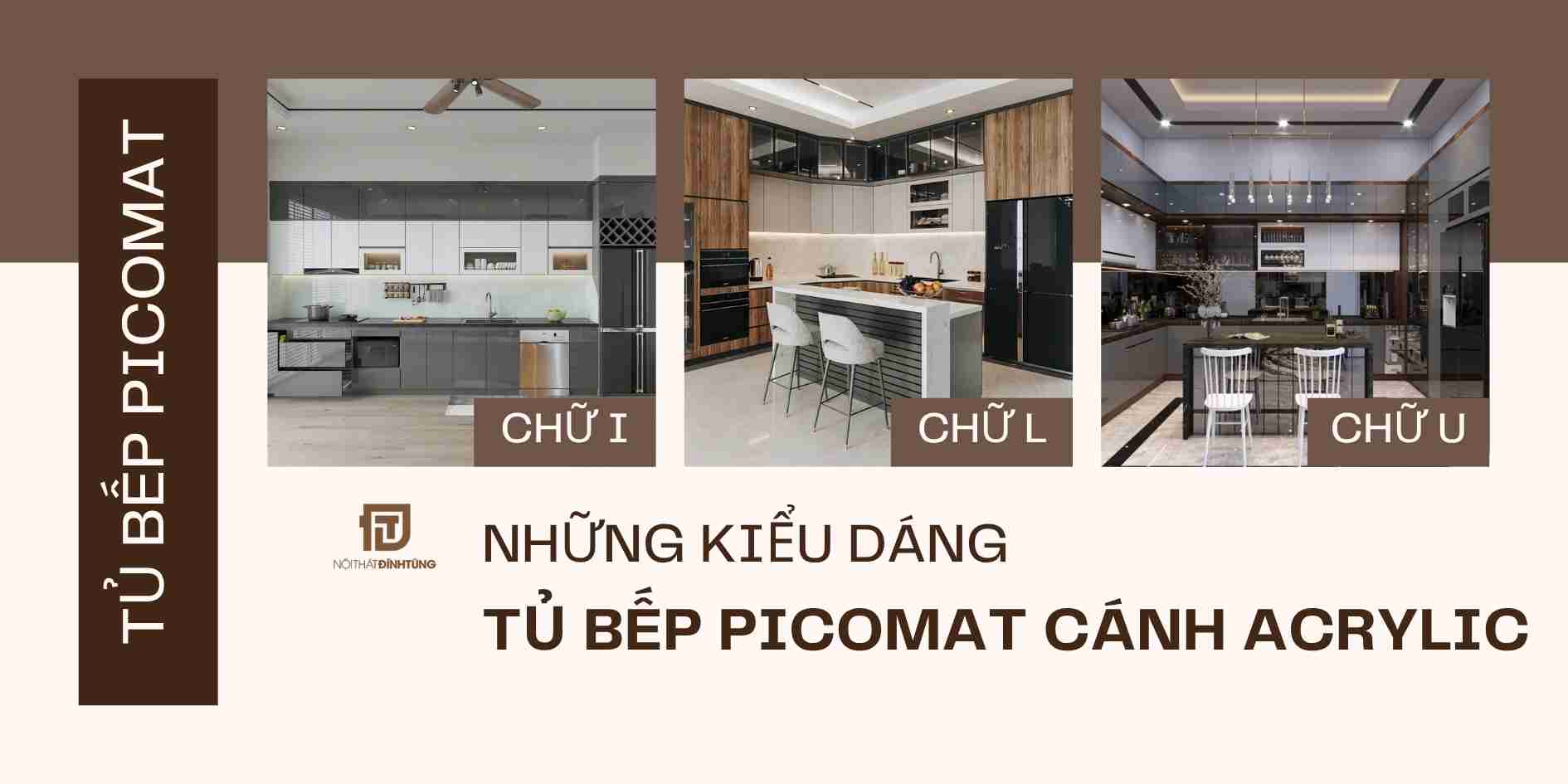 Kiểu dáng tủ bếp nhựa Picomat cánh Acrylic