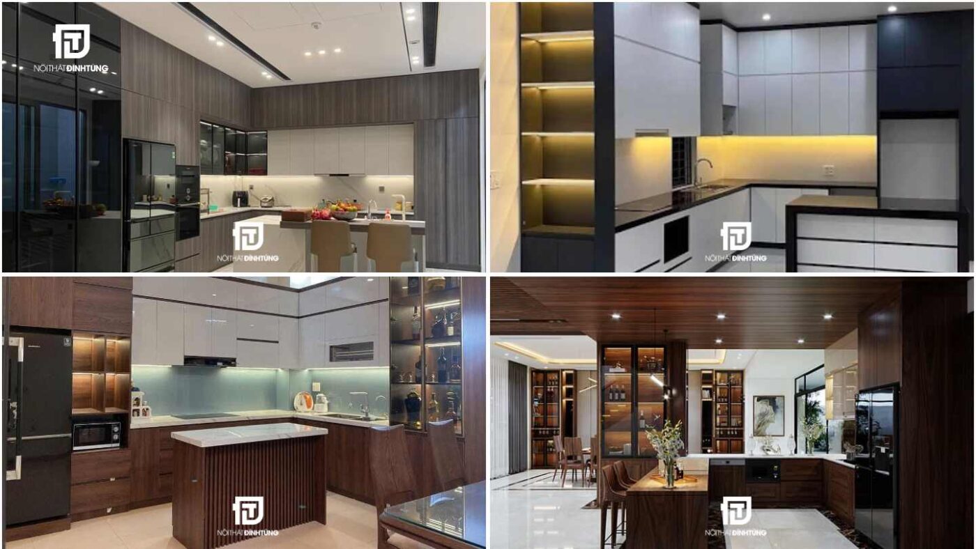 Thiết kế bếp chữ L và bàn đảo